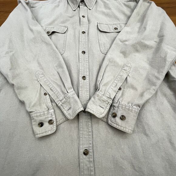 Guide Series Mens LT Large Tall Shirt Button Front Soft‎ Ivory Flannel Chamois - Picture 3 of 11